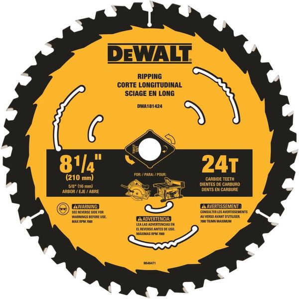 DEWALT Circular Saw Blade, 8 1/4 Inch, 24 Tooth, Framing & Ripping (DWA181424)