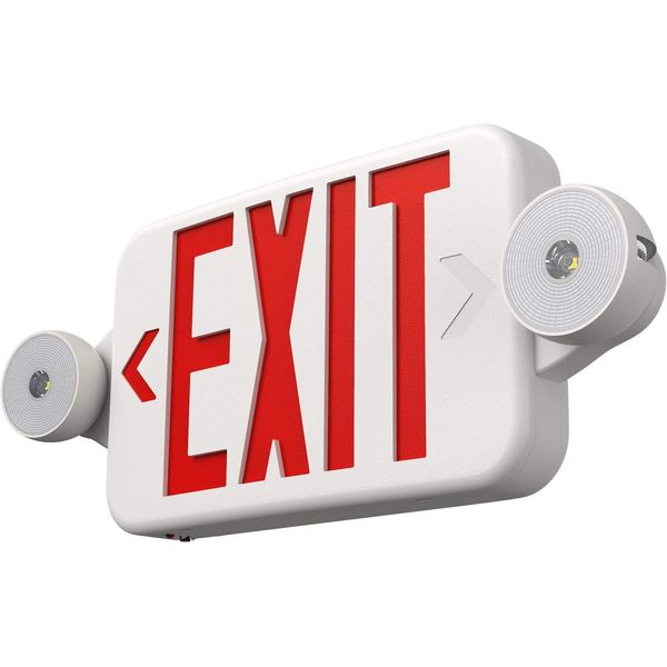 LED Exit Sign Emergency Light–Hi Output Compact Combo UL 924 with Battery Backup