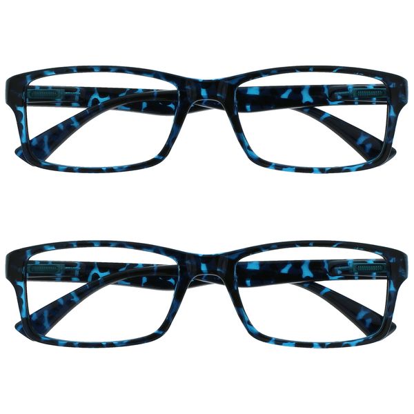 The Reading Glasses CompanyDie Lesebrille Unternehmen Blau Schildpatt Leser Wert 2er-Pack Designer Stil Herren Frauen RR92-3 +2,50