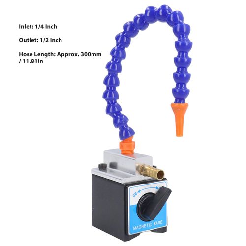 1/4in Inlet 1/2in Outlet Round Nozzle Coolant Pipe Hose with magnetic holder, 300mm Long Oil Coolant Pipe Adjustable Magnetic Base Holder, Magnetic Base Coolant Hose