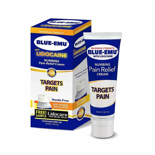 Blue Emu Pain Relief Cream Maximum Strength Lidocaine Numbing Target Pain 2.7 oz