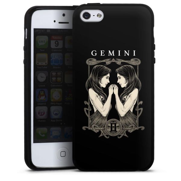 DeinDesign Silikon Hülle kompatibel mit Apple iPhone 5 Case schwarz Handyhülle Gemini Sternzeichen Zwillinge