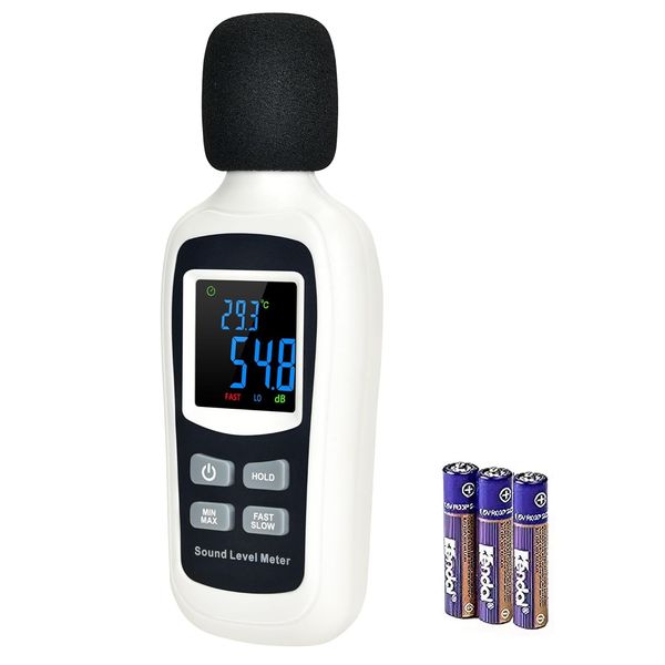 Digital Sound Meter, C-Timvasion Thermometer & Noise Meter, Integrated Noise Level Measurement, 35 - 135 dBA Volume Measuring Device, Various LCD Screen, Maximum/Minimum Value, High Speed Response, Volume Measuring Device, Suitable for Factories, Workshop