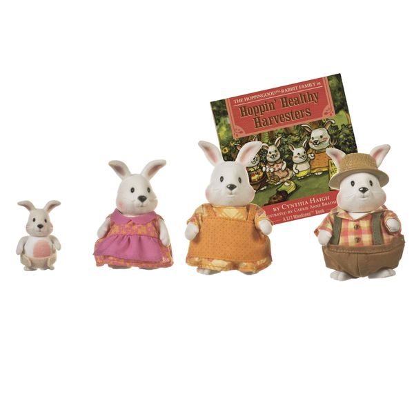 Li'l Woodzeez Hoppingoods Rabbit Family Set with Storybook