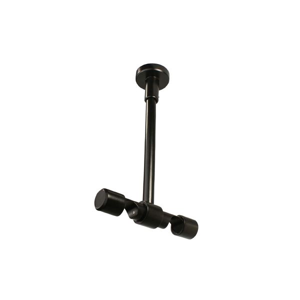 iso-design Ceiling Support 2-Track Black for 20 mm Metal Curtain Rods, Ceiling Mount, Ceiling Mounting