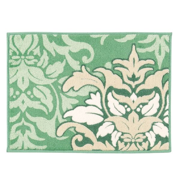 SENKO DECORMUSEE 32097 Samira Bath Mat, Approx. 17.7 x 23.6 inches (45 x 60 cm), Green, Damask Pattern, Antibacterial, Odor Resistant, Made in Japan