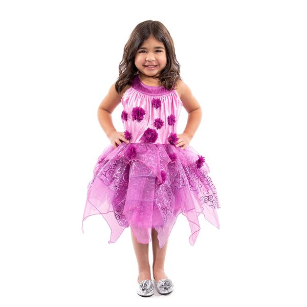 Little Adventures Purple Blossom Fairy Dress Up Costume (Medium Age 3-5) - Machine Washable Child Pretend Play and Party Dress (wings sold separately)