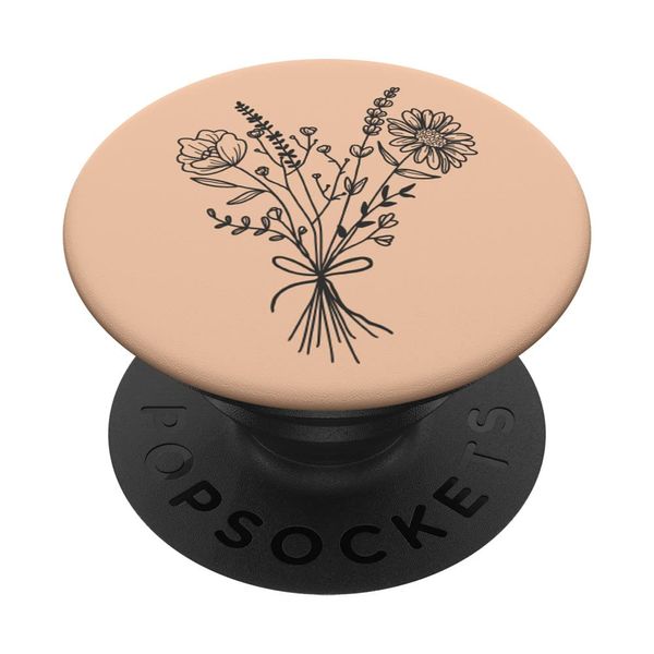 Nude Cream Beige Wild Flowers Flower Design PopSockets with Interchangeable PopGrip