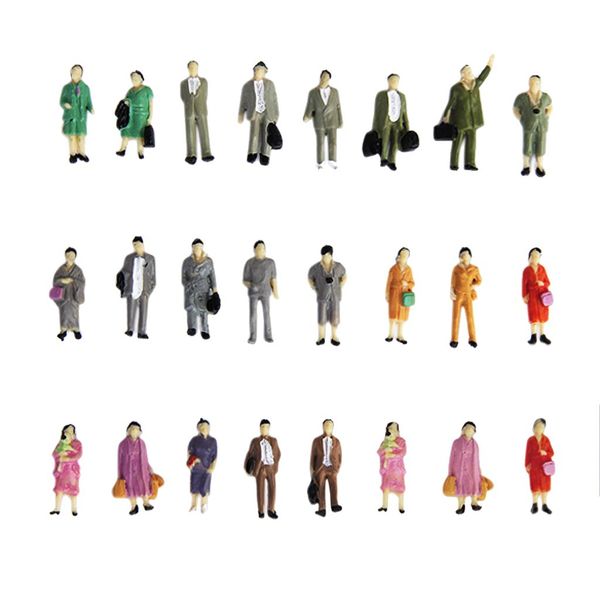 24pcs Painted Model Train Standing Posture People Figures Scale HO (1 to 87) P87-12