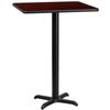 24" Square Mahogany Laminate Table Top With Base - Bar Height Restaurant Table