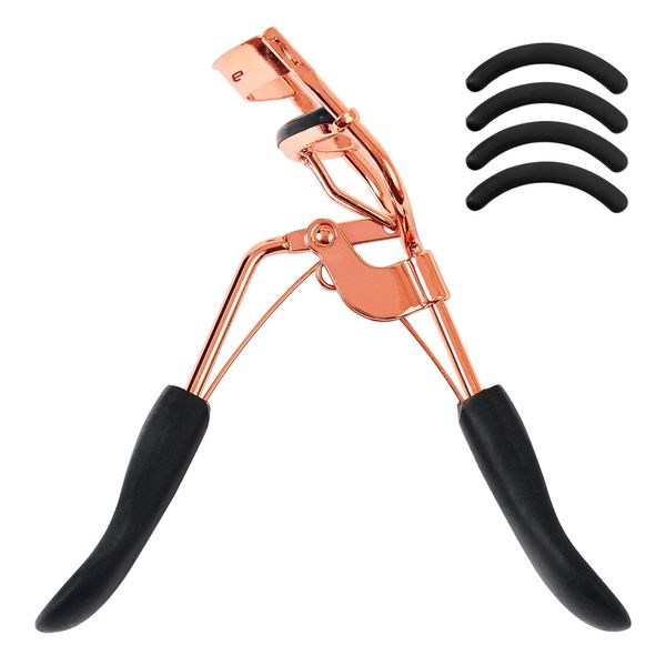 Inge Eyelash Curler with 5 Replacement Pads Lash Curler Eye Lash Curler Lash Lifter - Ergonomic Design Fitting all Eye Shapes no Pinching - Rose Gold