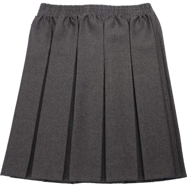 School Uniform Girls Box Pleat Skirt Full Elastic Grey 2-3