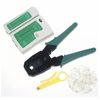 Cable Tester + Crimp Crimper + 100 RJ45 CAT5 Modular Connector Network Tool Kit 