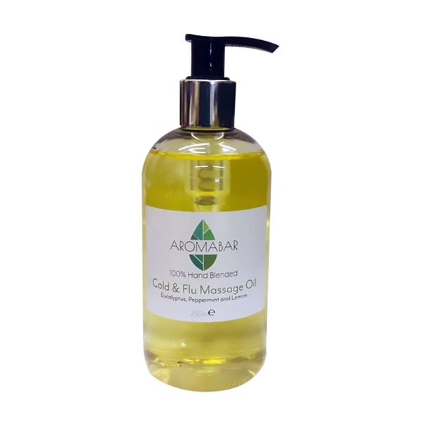 Cold & Flu Massage Oil 250ml with Eucalyptus, Peppermint & Lemon