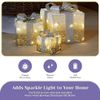 Marco Paul Christmas Set of 3 Snow Frosted Light Up Faux Gift Boxes Pre-Lit Warm White LED Parcels Battery Operated Festive Decoration Xmas Sparkly Gifts (Gold and Silver)