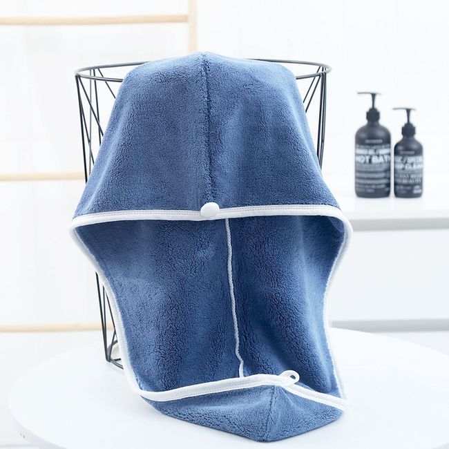 Hair Drying Towel, Dry Cap, Super Absorbent, Extra Thick Hair Towel/Hair Cap, Coral Fleece Dryer Towel, Quick Drying, Absorbent Bath Supplies, Unisex (Blue)