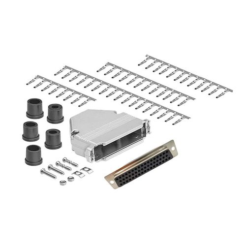 CompuCablePlusUSA.com Best Crimp on Connector DIY Kit Includes D-Sub Connector, Crimp Pins, Metal Hood, Grommet, and Screws. (DB50, Female)