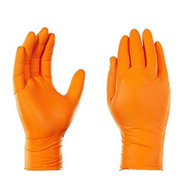 Outrageous Orange Diamond Grip Nitrile Gloves