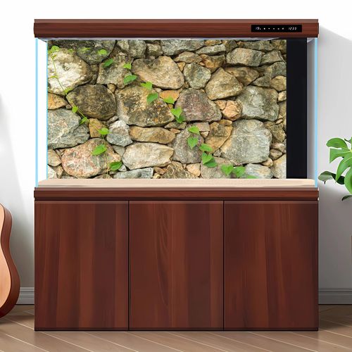 Rock Wall Aquarium Background Nature Stone Green Plants Fish Tank Background Natural Rocky Terrarium Backgrounds Rock Wall Texture Stone Rocky Reptile Tank Enclosure Backgrounds 48x24in