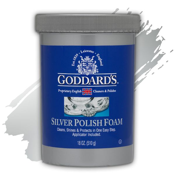 Goddard’s Silver Polish Foam – Silver Jewelry Cleaner for Antiques, Accessories, Ornaments & More – Silver Cleaner for Silverware Protection – Tarnish Remover for Jewelry w/Sponge Applicator (18 oz)