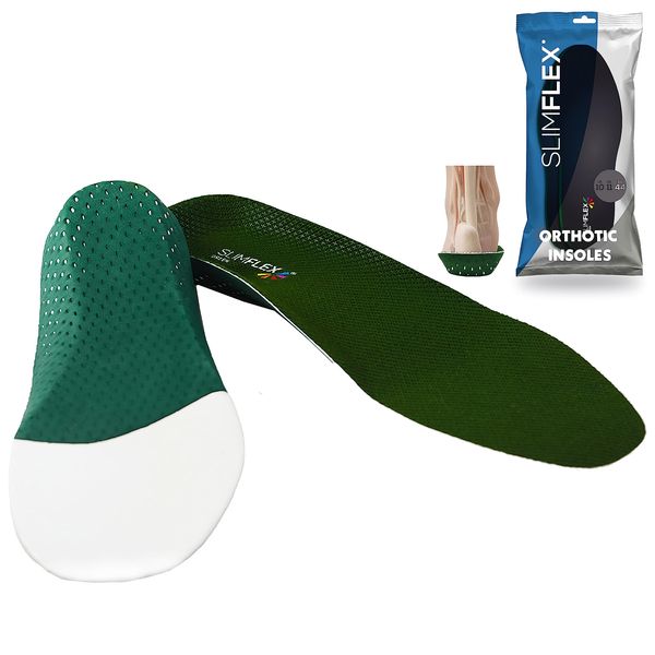 Slimflex Green Arch Support Insoles for Men and Women - Pronation Supination Balancing - Moderate Arch Support