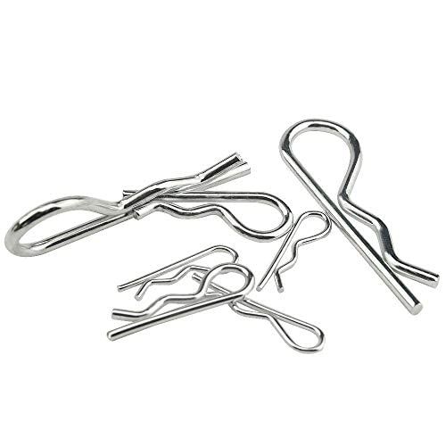 BGTXINGI 150pcs 6 Kind Zinc Plated R Shaped Clips Cotter Pins Assortment Kit Retaining Hairpin Fastener for Automotive Mechanics Small Engine Repair
