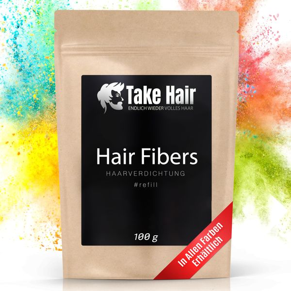 Take Hair Streuhaar Nachfüllbeutel 100g I Hält bei Regen und Wind I Für Männer und Frauen I Schütthaar zur Haarverdichtung I Hair Fibers Haarpuder Haarpulver Haarausfall (Streuhaar Dunkelblond)