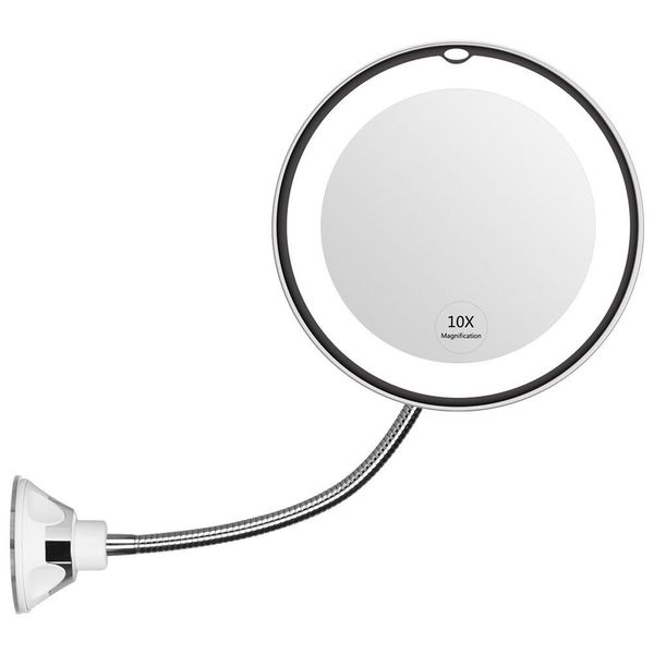 KEDSUM Flexible Gooseneck 6.8" 10x Magnifying LED Lighted Makeup Mirror