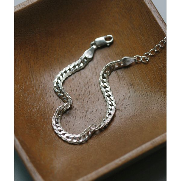 Silver 92.5 patterned double curve chain silver bracelet