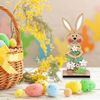 2 Pcs Easter Desktop Decorations, Easters Wooden Bunny, Stand up Rabbit Easter Table Decoration for Spring Home Table, Office