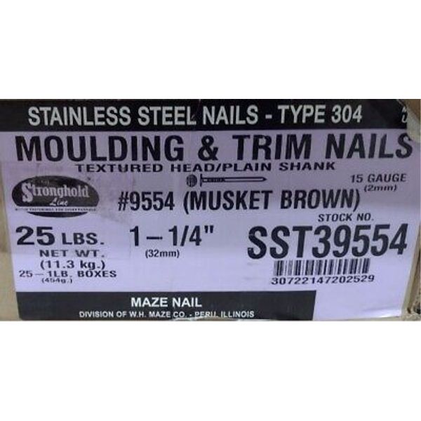 Maze Nails MUSKET BROWN  1-1/4"  Trim Molding Nails  1 lb. SST39554 Chocolate