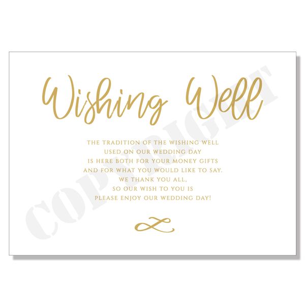 10 x Personalised Wedding Wishing Well Money Wish Gift Poem Cards