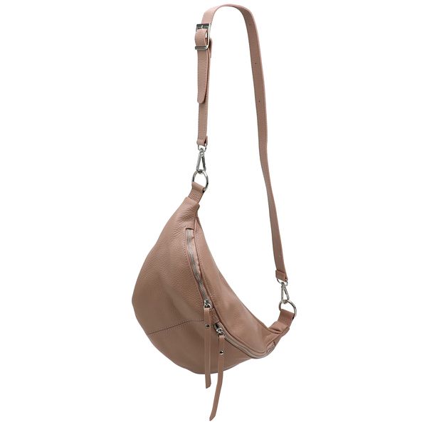 SH Leder echt Leder Damen stylisch Hüfttasche Bauchtasche Brusttasche für Festival Reise Große elegant Crossbody Bag Verstellbarer welchsellbar Schultergurt 37x21cm INA G676 (Nude, L)