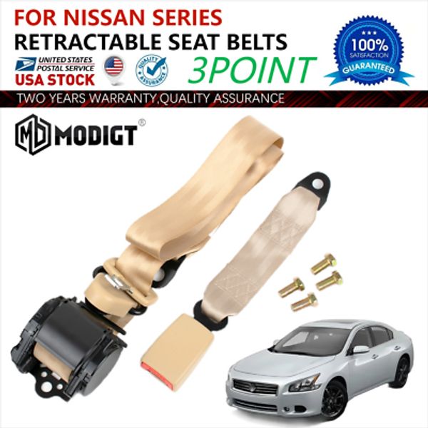 Beige 3 Point Seat Belt Set Retractable & Adjustable For Nissan Quest Replace
