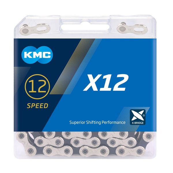 KMC X12 12 Speed Chain, Silver/Black, 126 Links