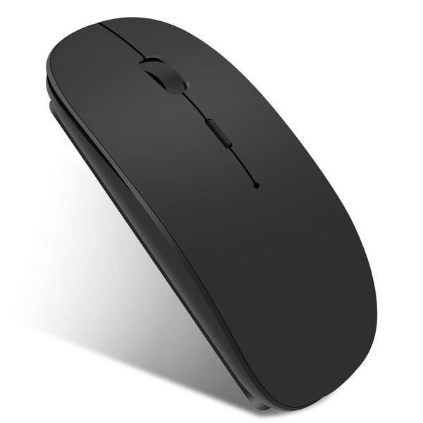 Qxvnm Bluetooth Mouse for Laptop,Wireless Mouse Rechargeable Silent Lightweight Slim Cordless Mouse Compatible with iPad,Macbook air/pro,Chromebook,Desktop,PC,Computer, Black