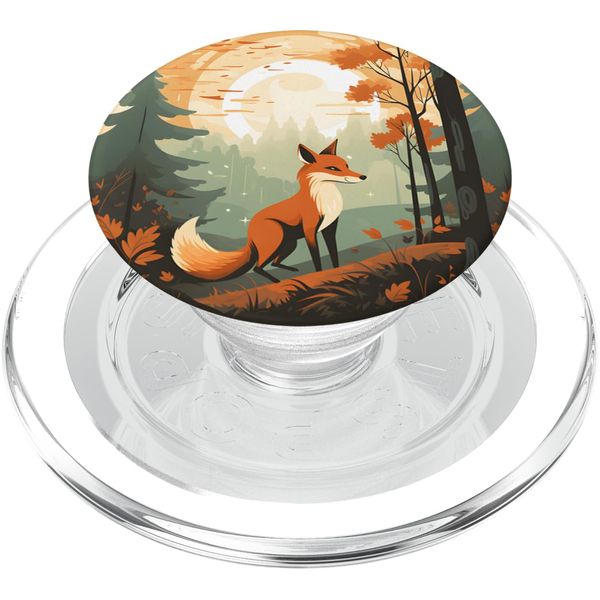 Retro Fox in an Autumn Forest PopSockets MagSafe PopGrip for iPhone