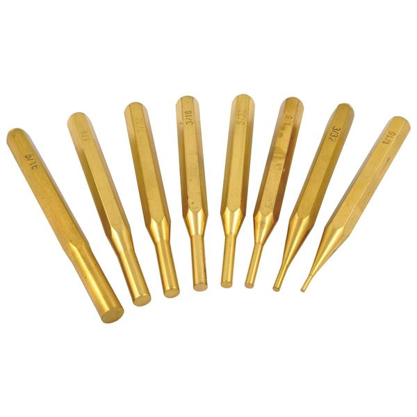 HHIP 8600-4110 8 Piece Brass Pin Punch Set