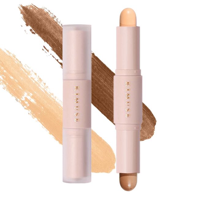 2 Color Dual Cream Contour Stick Lightweight Highlighter & Contour Bronzer Stick Long Lasting Waterproof Contour Sticks Face Highlighter Makeup Stick Set(W02#MEDIUM)