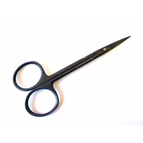 Iris Scissors Full Black 4.5" Straight German Stainless Steel CE