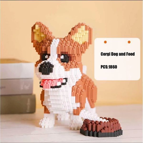 BDYDT Animal Corgi Dog and Food Micro Building Blocks Set（1860PCS） Gift for Adults and Kids