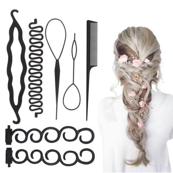 BCBF Haar Flechtwerkzeug, Packung mit 7 Haar-Styling-Tools, Knotenringe Französisch Haar Flechtwerkzeug Stick Gräten für Haarstyling