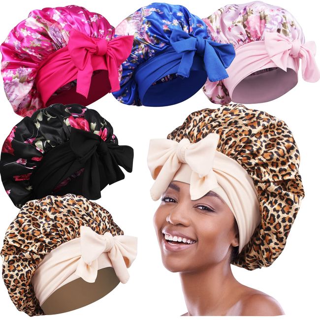  3PCS Extra Large Satin Bonnets for Black Women, Hair Bonnets  for Sleeping Braids Curly Hair, A : Beauty & Personal Care