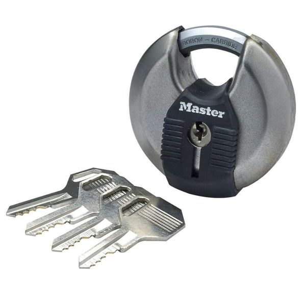 Master Lock Excell Discus Padlock 10 mm Octagonal Shackle 4-Pin Cylinder - 70 mm