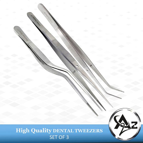 3 Surgical Tweezers Medical Nursing Thumb Forceps Cotton Dressing Vet Instrument