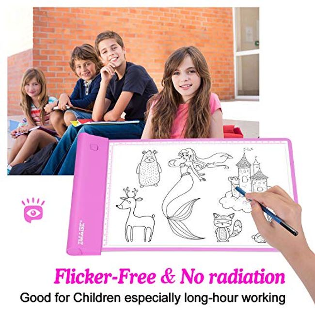 Image Light Up Tracing Pad Pink Drawing Tablet Coloring Board for Kids Children Toy Gift for Girls Boys Ages 6,7,8,9,10 (Includes 10 Traceable Sheets)
