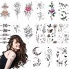VIWIEU 15 Pcs Tattoo Stickers Small Beautiful Flowers Women Temporary Tattoo Body Seal Realistic Women Teen Girls Rose Lotus Daisy Butterfly Moon Star Gift Tattoo Set for Face, Neck, Chest, Bone, Clavicle, Arm, Waist, Belly Body-Art Waterproof Long Lastin