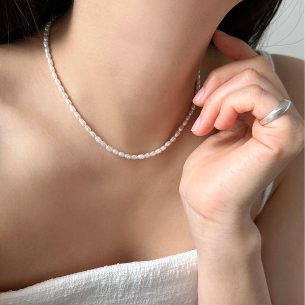 925 Silver Choker Necklace with Pearls