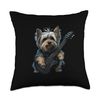 Guitar playing yorkie Yorkshire Terrier Throw Pillow