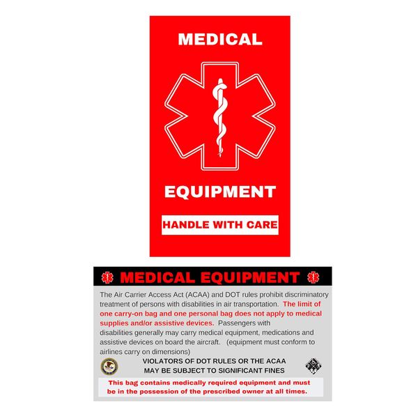 Medical Alert Equipment Luggage Tag - Handle with Care, DOT and ACAA regulations (MELT-112) Quantity (4)